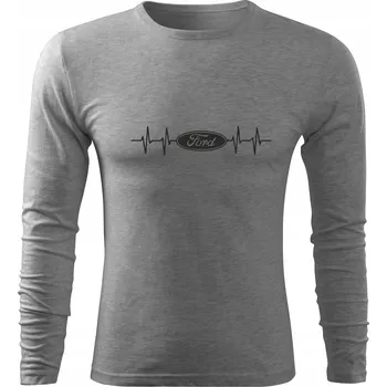 Pánské tričko Tričko s dlouhým rukávem D258 FORD LINIE ŽIVOTA EKG šedé pánské vel XS
