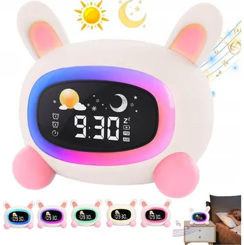 Hodiny BUDÍK S KRÁLÍČKEM PRO DĚTI HODINY LAMPičKA 5 BAREV LED NABÍJENÍ TYPE-C