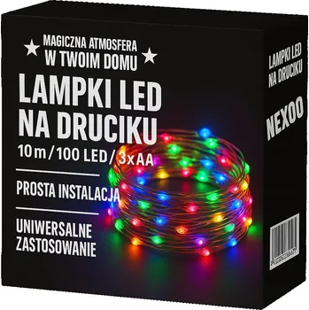 Vánoční dekorace SVĚTELNÝ ŘETĚZ DRÁTEK ČASOVAČ 100 LED 10m TEPLÁ BÍLÁ SVĚTÝLKA MIKRO NA BATERIE CZA08