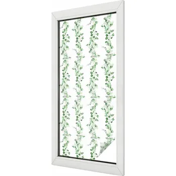 Okenní dekorace Dekorativní Fólie Mléčná Vitrážová s motivem Zelené girlandy na okno 50x116 cm