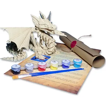 kreativní sada Flexi Factory Mechanický drak s křídly - Kreativní sada 3D omalovánky s barvami a štětcem
