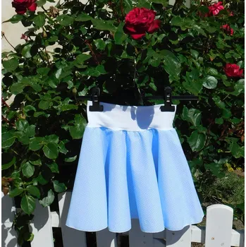 Dívčí sukně Kolová sukně SVĚTLE MODRÁ s mini puntíkem Velikost: 98