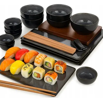 Talíř SADA NA SUSHI PRO 4 OSOBY K SERVÍROVÁNÍ TALÍŘE TYČINKY DÁREK