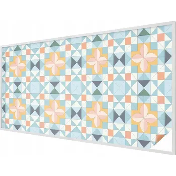 Okenní dekorace Dekorativní mléčná vitrážová fólie na okno s barevnou geometrií 200x100 cm