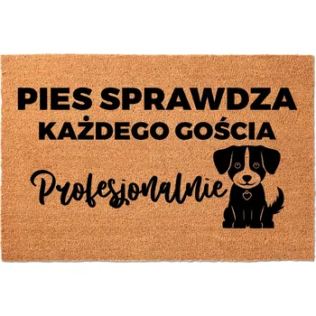 Rohožka KOKOSOVÁ VSTUPNÍ ROHOŽKA 40X60CM KE DVEŘÍM S VTIPEM | PES KONTROLUJE