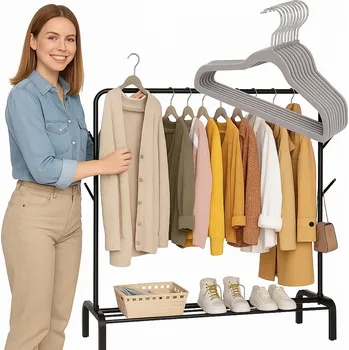 Věšák PEVNÝ KOVOVÝ VĚŠÁK NA OBLEČENÍ, STOJAN, NASTAVITELNÝ, PODLAHOVÝ + 20x DÁREK