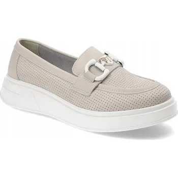 Dámské mokasíny S.BARSKI LR720 Béžové kožené mokasíny s perforováním (dámské) vel. 37