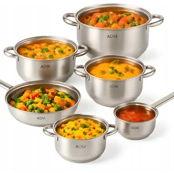 Sada nádobí ADM sada hrnců z z nerezové oceli, sada 12 dílů
