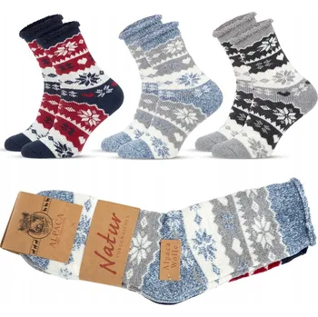 Dámské ponožky 3x Dámské vlněné Ponožky z alpaky, teplé, silné, zimní ALPAKA 39-42