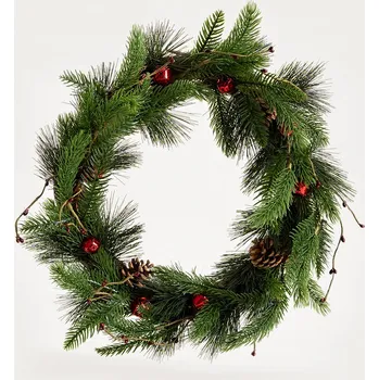 Vánoční dekorace Vánoční věnec | ZVONKY | s červenými zvonky | 50 cm | 751318