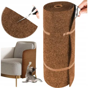 Samolepicí škrabadlo pro kočky, ořezávací podložka na nábytek 200x40 cm, hnědá
