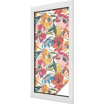 Okenní dekorace Samolepicí fólie na okno proti slunci – Mléčná květinová exploze 50x116 cm