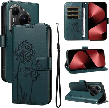 Pouzdro na tablet VSECHNONAMOBIL 129480 ART DANDELION Peněženkové pouzdro pro Huawei Pura 80 Pro tmavě zelené