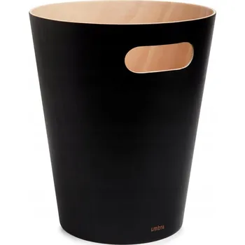 Odpadkový koš ODPADKOVÝ KOŠ DŘEVĚNÝ 7,5L CYLINDRICKÝ ČERNÝ DO KOUPELNY KANCELÁŘE SALONU