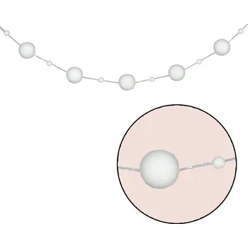 Vánoční dekorace Girlanda baňky bílé s brokátovými peříčky NA organze