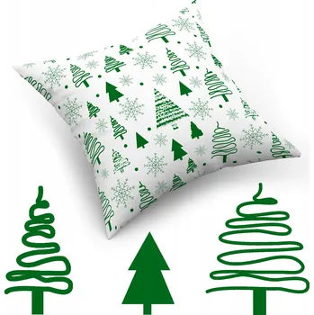 Povlak na dekorativní polštářek Povlak na polštářek "jasiek" 40x40 cm, 100% Bavlna Kroucené vánoční stromky na bílém