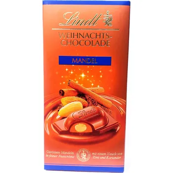 Čokoláda LINDT WEIHNACHTSCHOKOLADE MANDEL - plněná čokoláda 100g
