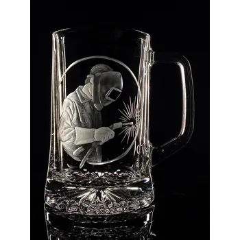 Sklenice půllitr pro svářeče - ručně ryté (broušené)