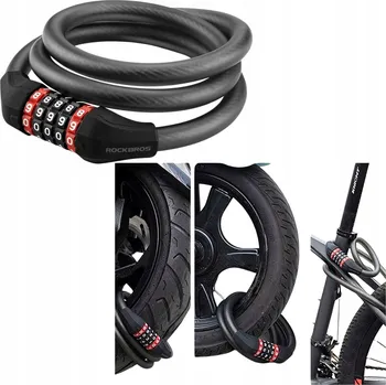 Zámek na kolo Zámek na kolo Rockbros RKS507-1BK na kód 1,8 m - černý