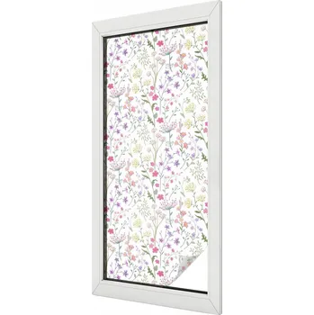 Okenní dekorace Fólie Samolepicí Mléčná okenní dýha pro vitriny Květinová louka 50x116