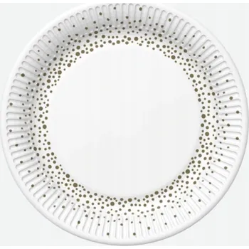 Talíř PAPÍROVÉ TALÍŘKY ZLATÉ TEČKY NAROZENINY 23 CM
