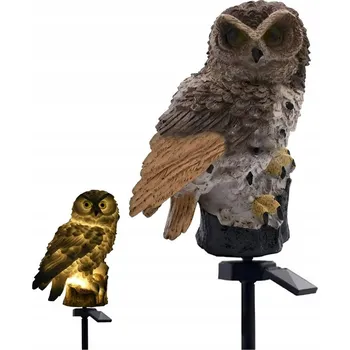 Venkovní osvětlení Solární Lampa Sova Hnědá Voděodolná 1 Kus - 44 cm - SL1113