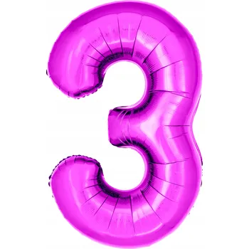 Balónek Fóliový balónek ve tvaru číslice 3, fuchsiová barva, 100 cm