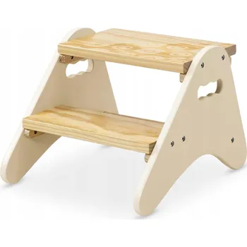 Stolička DŘEVĚNÁ DVOUPATROVÁ STOLIČKA PRO DĚTI DO KOUPELNY A KUCHYNĚ