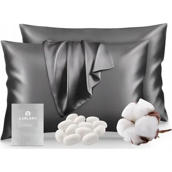 Povlak na dekorativní polštářek SADA 2X HEDVÁBNÝ POVLAK NA POLŠTÁŘ HYPOALERGENNÍ 50x75cm ŠEDÝ