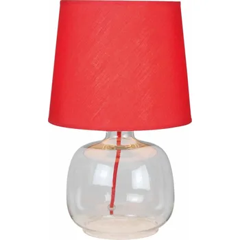 Lampička Stolní Lampa BRITOP 1xE27 LED 40W Červená a Transparentní, Moderní Styl