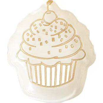 Talíř Talířek FAROS bílý se zlatým cupcake 16 cm HOMLA