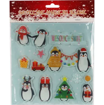 Vánoční dekorace Vánoční Samolepicí Gelové Nálepky s Tučňáky VÁNOČNÍ DEKORACE