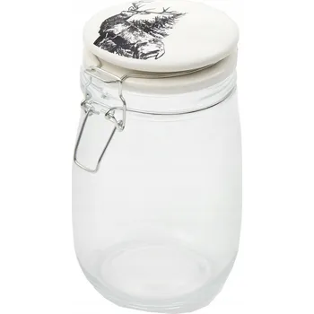 Úložný box Dekorativní úložný box sob bílý zavařovací sklenice s klipem VELKÁ