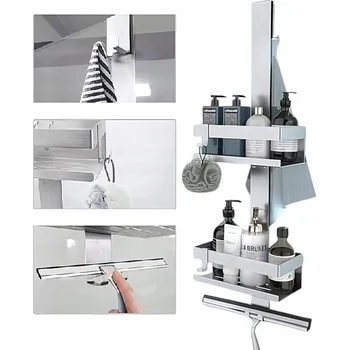 Drátěná police POLIČKA DO SPRCHY ZÁVĚSNÁ KOUPELNOVÁ Z NEREZOVÉ OCELI STŘÍBRNÁ CHROMOVÁ