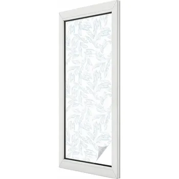 Okenní dekorace Fólie na okna mléčná, samolepicí, s motivem jemných listů 50x146 cm
