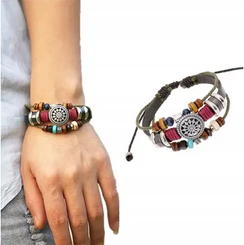 Náramek Kožený náramek ručně pletený, moderní