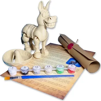 kreativní sada Flexi Factory Oslík - Kreativní sada 3D omalovánky s barvami a štětcem