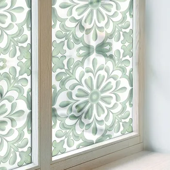 Polep vozidla Mléčná dýha Fólie na okno Balkon Sklo Zelené listy 50x146