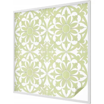 Okenní dekorace Fólie na Balkonové Okno Samolepicí Vitráž Zelený Ornament 100x100 cm