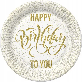 Talíř Pol-Mak H-narozeninové talíře puntíkované zlaté 18 cm 8 ks