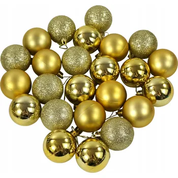 Vánoční dekorace Zlaté vánoční baňky na stromeček 24 ks 5 cm nerozbitné