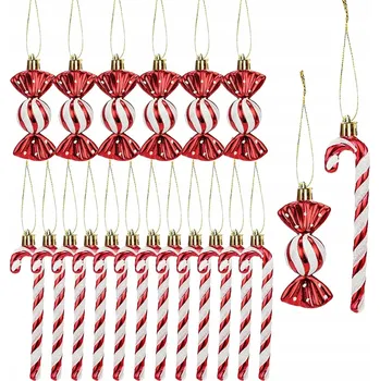 Vánoční dekorace Cukrové hůlky na vánoční stromeček vánoční baňky na stromeček - Závěsné dekorace 18 ks