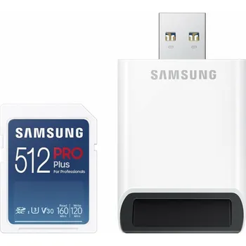 Paměťová karta Samsung SDXC 512GB PRO PLUS + USB adaptér
