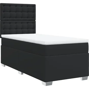 Postel Kontinentální postel černá 200 x 90 x 140,5/150,5 cm s matrací a topperem