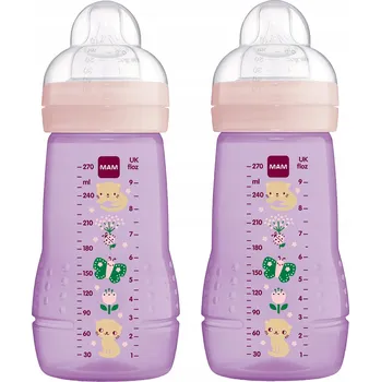 Kojenecká láhev MAM Láhev Pro Miminka 2x270ml se silikonovým dudlíkem 0+ měsíců.