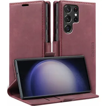Pouzdro na mobilní telefon Flipové pouzdro Erbord pro Samsung Galaxy S23 Ultra, červené