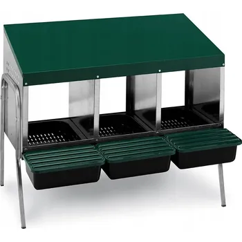 snáškové hnízdo Snáškové hnízdo pro slepice se sběrným košíkem na vejce trojmístné 83.7 x 52 x 66.5 cm