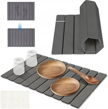 Odkapávač na nádobí PODLOŽKA NA ODKAPÁVÁNÍ NÁDOBÍ SKLÁDACÍ 60X40CM ODKAPÁVAČ HRNCE HRNKY