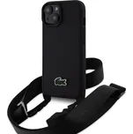 Lacoste Iconic Petit Pique Crossbody Popruh Woven Logo Zadní Kryt pro iPhone 15 Black