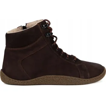 Dámská zimní obuv Dámské barefoot kotníkové boty zateplené merino vlnou 0769W hnědé nubuk 42